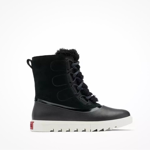 Sorel Women's Joan of Arctic Leather & Suede Winter Boot Black Sea Salt, US 8.5 - Picture 2 of 9